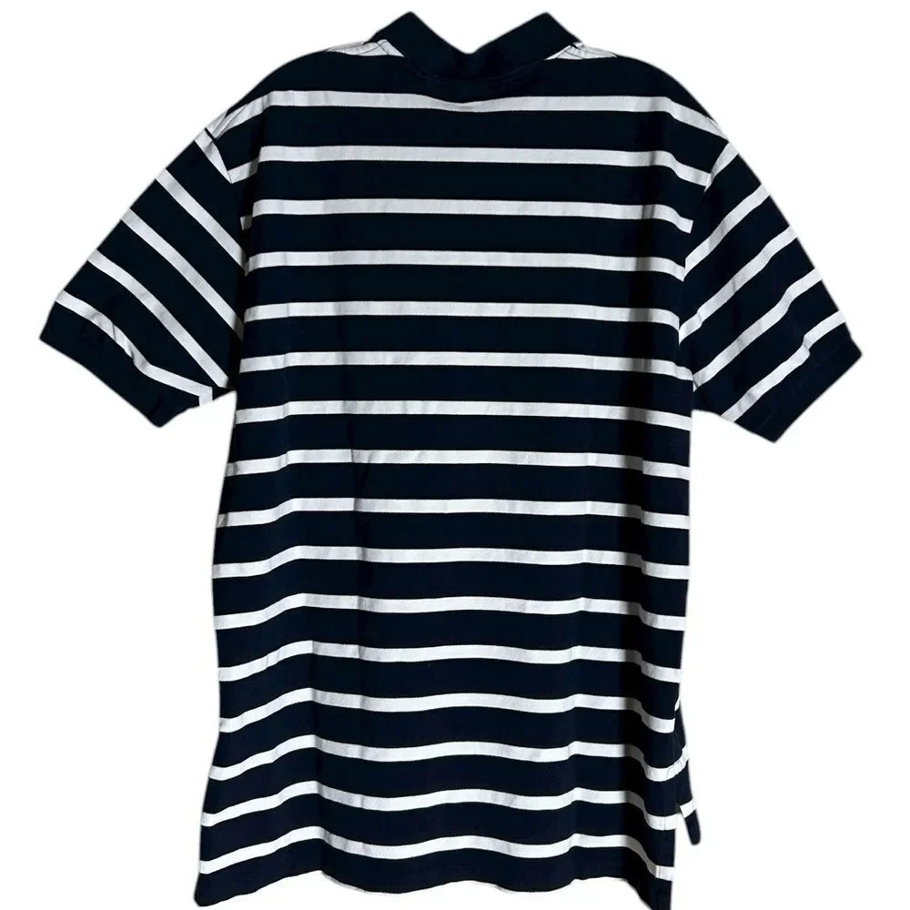 Ralph Lauren Mens Navy Blue and White Striped Polo Shirt